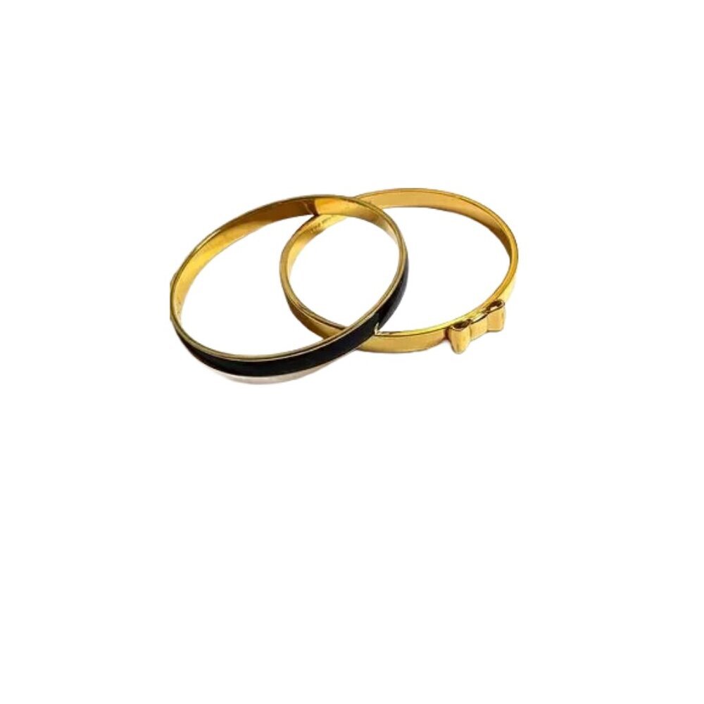 Kate Spade & J.Crew Signed Gold-Tone Bangle Bracelet Set – 8.5”‎